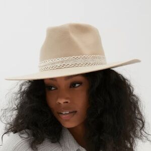 Wyeth Wool Tan Crochet Hat Size OS Rancher Boho Western